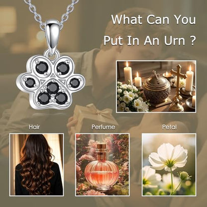TIGER RIDER Pet Paw Necklace 925 Sterling Silver Cross Infinite love Necklace Pendant Pet Jewelry Gift for Dog Cat Lovers - style: Paw urn-B