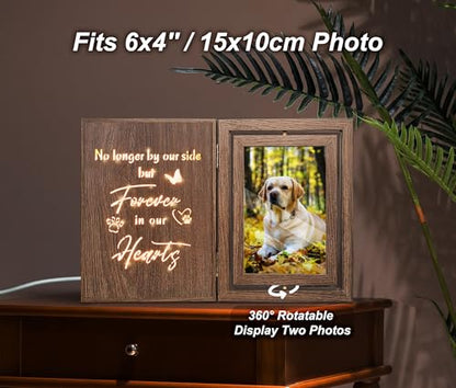 EYITUPC Lighted Pet Memorial Frame: Dog or Cat Loss, No Longer by Our Side - color: Forever in Our Hearts