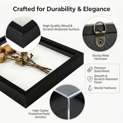4 Pack Shadow Box Frame Display Cases, 8"x 10" Wood Deep Black Handicrafts Shadowbox Picture Frame for Flowers Jersey Baby Wedding Dress (Black&White) - color: Black&white, size: 8X10