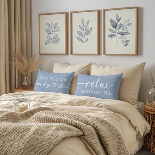 Dusty Blue Decorative Pillow Covers 12x20 Set of 2, Christian Gifts - color: Dusty Blue
