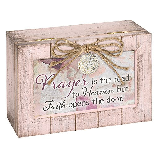 Cottage Garden Prayer to Heaven Blush Pink Distressed Locket Petite Music Box Plays Amazing Grace