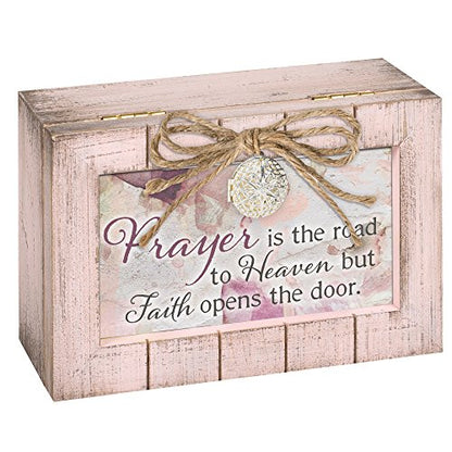 Cottage Garden Prayer to Heaven Blush Pink Distressed Locket Petite Music Box Plays Amazing Grace