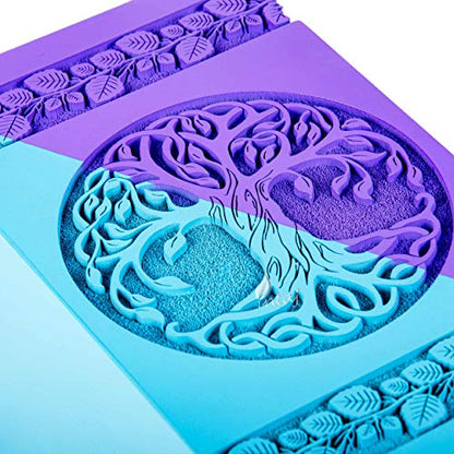 Wooden Urn for Human Ashes, 20 Cu in, Keepsake, Blue & Purple | Hand-carved wood, blue and purple, screw-locked sliding base, engraving available, holds a small share of ashes, to 20 lb - color: Blue & Purple, size: Keepsake - 3.50Hx2.00W (6.50 Cu/In)