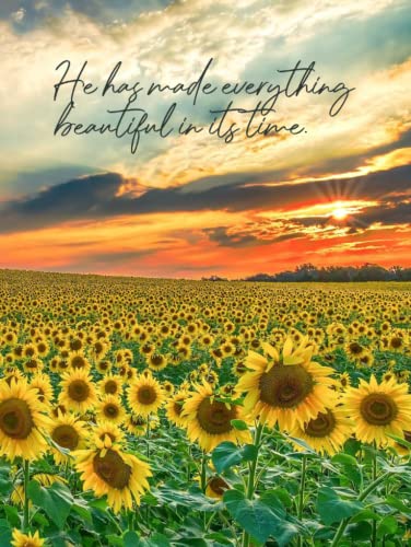 Celebration of Life Memorial Guest Book, 8.25x11 inches, Hardcover: With Sunflowers and Sunshine Cover and Quote He Has Made Everything Beautiful in Its Time
