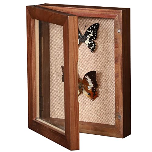 5x7 Shadow Box with Glass, Small Shadow Boxes Display Cases with Door for Shells Taxidermy Keepsake Photos Tickets Coins - Walnut - color: Walnut, size: 5x7