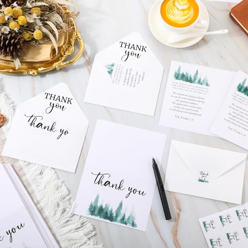 Fumete 50 Set Funeral Thank You Cards, Tree - style: Tree