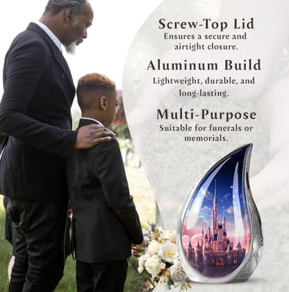 Dream Castle in The Sky - Cremation Urn for Adults - Small Urn 3 Inch | Pack of 4 - Cremation Urns for Human Ashes Adult Man & Female - Keepsake Urns for Ashes - Funeral Urn - Decorative Urn - size: Keepsake-4