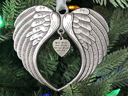 Angel Wing Memorial Christmas Ornaments Your Wings were Ready | Your Wings were Ready But My Heart was Not, for Loss of Loved One, Luxurious Silk Ribbon, Christmas Tree - color: Your Wings Were Ready