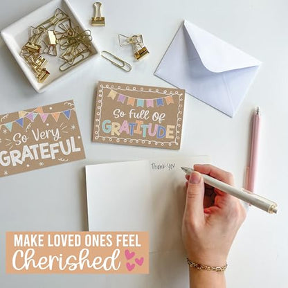 24 Bulk Thank You Cards with Envelopes Blank Cute Thank You Cards | Kraft Colorful 6 x 4 Appreciation Card Birthdays, Baby Shower, Teacher, Small Business, Party Guests, Coworkers & Holidays - style: Kraft Colorful 24 pcs