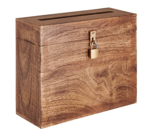 Wooden Wedding Card Box with Lock and Card Slot for Reception, Party W11 - color: Burnt