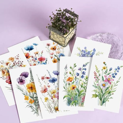 24 Floral Blank Cards and Envelopes, 4x6 Wildflower Blank Note Cards for All Occasions - Sympathy Thank You Condolences Funeral Thinking of You Mother's Day Wedding Graduation, Etc