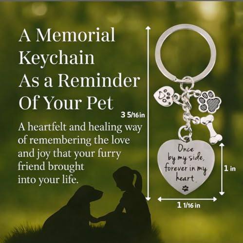 Pet Memorial Gift for Loss of Dog, Dog Memorial Keychain with Engraved Heart, Dog Loss Sympathy Gift, Pet Remembrance Keepsake, Bereavement Gift for Dog Lovers, Stainless Steel Keychain