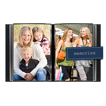 Pioneer Photo Albums 36-Pocket 4 by 6-Inch Embroidered "Memories" Strap Sewn Leatherette Cover Photo Album, Mini, Blue (Pack of 2) - size: 6.5inchesx5.125inchesx 0.75inches (Pack of 2)