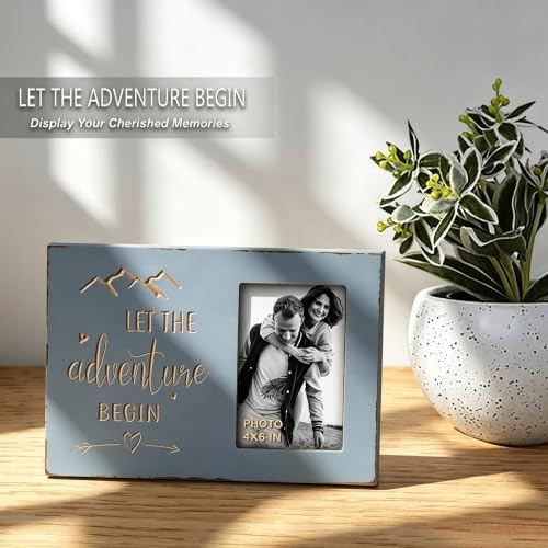 Wedding Engagement Picture Frame Gifts for Couples Let the Adventure Begin - color: Cool Grey Adventure