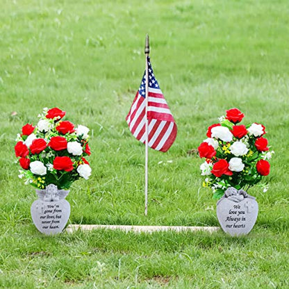 Angel and Cross Cemetery Grave Memorial Vases，Grave Decorations for Cemetery，Set of 2 Cemetery Memorial Vases with Removable Stakes,Memorial Gifts for Loss of Loved