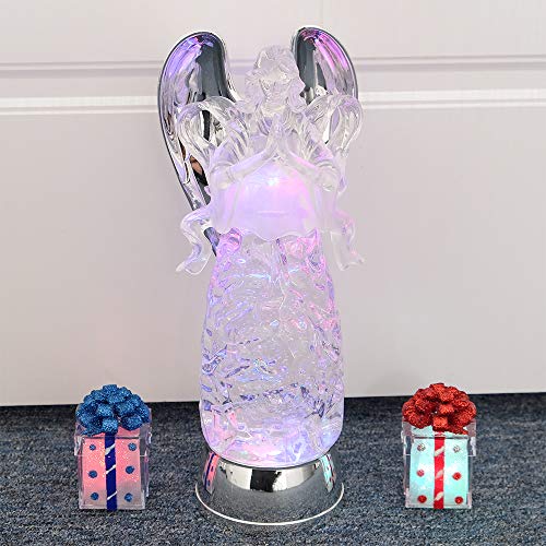 Wondise Color Changing Angel Lighted Snow Globe Water Lamp with 6H Timer - color: 11” Angel Prayer