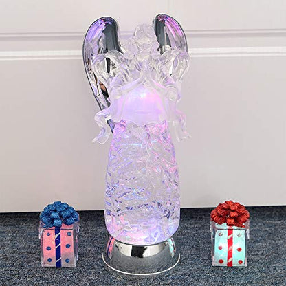 Wondise Color Changing Angel Lighted Snow Globe Water Lamp with 6H Timer - color: 11” Angel Prayer