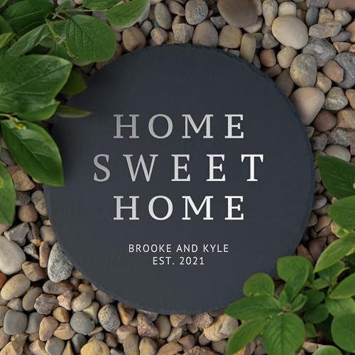 Weddingstar Personalized 9 ⅞" Round Black Slate Garden Stone - Home Sweet Home - color: Home Sweet Home