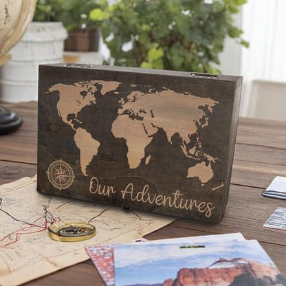 Our Adventures Travel Memory Box, Engraved Gift for Couples & Newlyweds - size: Medium, style: Adventures