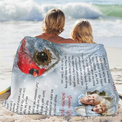 Personalized Memorial Blankets with Photos, in Memory of Loved One Gifts, Sympathy Bereavement Cardinal Blanket for Loss of Mom Dad Grandma Husband Son Daughter - color: New Arrivals-3