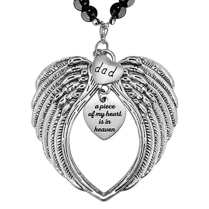 Angel Wings Memorial Hanging Charm - Remembrance Ornament for Rear View Mirror, Guardian Angel Gift for Loss of Dad, Sympathy Gift for Grieving Funeral - style: Dad