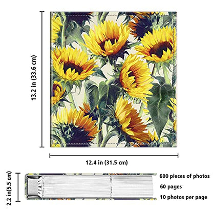 Fintie Photo Album 4x6 Photos - 600 Pockets Large Capacity Albums Book | Vegan Leather Cover, 4X6 Picture Keepsakes, Family/Wedding/Travel Memory Book, Baby/Kids/Boys/Girls Gift, Sunflowers - color: Sunflowers