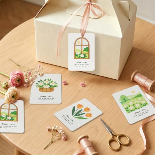 80 Pcs Plantable Wildflower Seed Paper Greeting Card, Gift Tags-4 Styles - style: 80Pcs-Flower Cards
