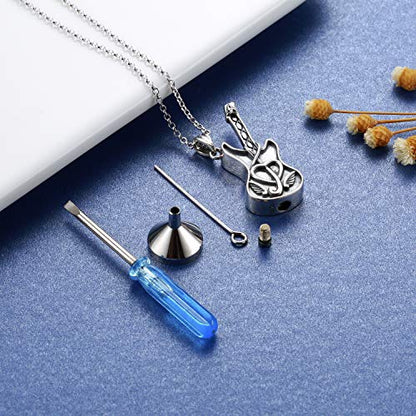 925 Sterling Silver Guitar Urn Necklace Women Cremation Jewelry for Ash