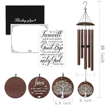 Memorial Wind Chime – 48 Inch Deep Tone Sympathy Wind Chime for Loss of Loved One – Antique Bronze Flower Design – Premium Outdoor Garden & Patio Remembrance Gift
