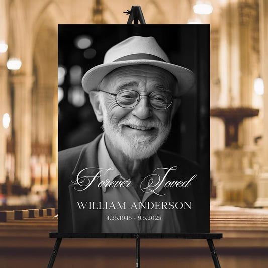 Personalized Funeral Welcome Sign, Forever Loved Memorial Signs, Funeral Decorations, Celebration of Life Sign With Photo, Celebration Of Life Decoration, Custom Memorial Welcome Signs with Picture - color: Style #3