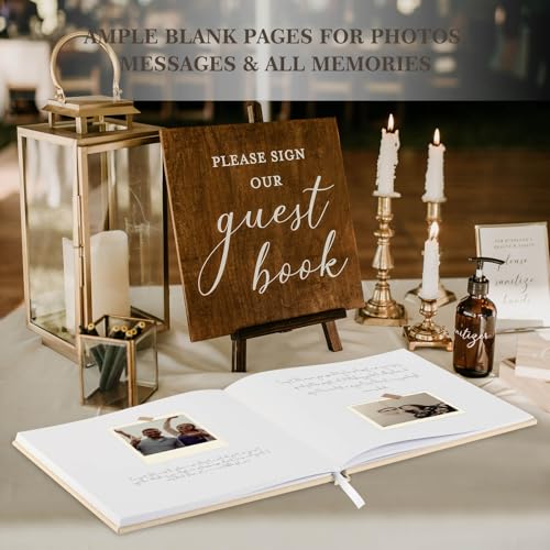 Lanpn Wedding Guest Book with 108 Blank Pages - Elegant Linen Hardcover Guestbook Wedding Reception for Sign in and Photos - Guest Book for Wedding Bridal Shower Baby Shower Party (Blue) - color: Blue