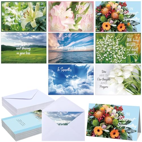 32 Pcs Christian Sympathy Cards with Scripture Religious Bereavement Cards | Assorted, Faith Based Condolence Card with Envelopes, Express Your Condolences