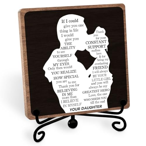 To My Dad Decor, Father Thanks Keepsake from Son Daughter,Heartwarming Sign | Father Appreciation Gift for Men, Thank You Dad Wooden Plaque, Fathers Day Birthday Gifts, Home Office Desk Decorations - style: To my dad