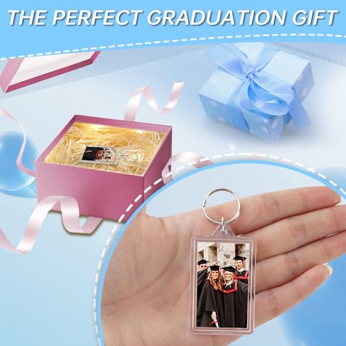Photo Keychain 1.8 x 1.1 in, Acrylic Clear Picture Keychain, Photo Insert Keychain, Blank Picture Frame Keyring