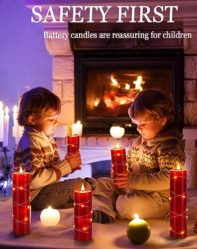 Red Flameless Candle with Remote Control LED Candle with String Lights Battery Powered Flameless Candle4'' 5'' 6'' 7'' 8'' Candles of 5 Pcs - size: Red - 5 Pack