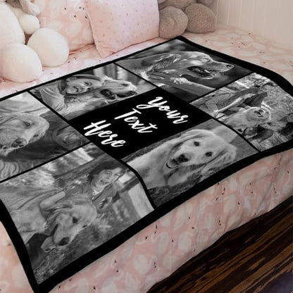 XINLING Custom Memorial Blanket with Pictures for Loss of Loved One Personalized Photo Blanket Customized Sympathy Gifts in Memory of Mom Dad Grandma Grandpa(6 Photos) - color: 6 Photos