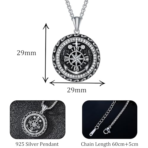 925 Sterling Silver Patron Saint Necklace Amulet Miraculous Medal Pendant Jewelry for Men Women with Friendship Talisman Travel Inspirational Gifts - color: black-I