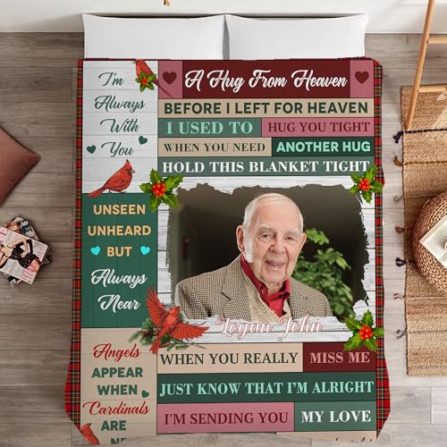 Custom Memorial Blanket with Picture, Memorial Gifts for Loss of Loved One - color: A Hug from Heaven 4