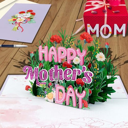 iGifts And Cards Happy Mother's Day 3D Pop-Up Card 5" x 7" | Floral Bouquet, Garden Design, Mom, Grandma, Wife, Alternative to Flowers, With Notecard, Keepsake - color: Happy Mother's Day 6