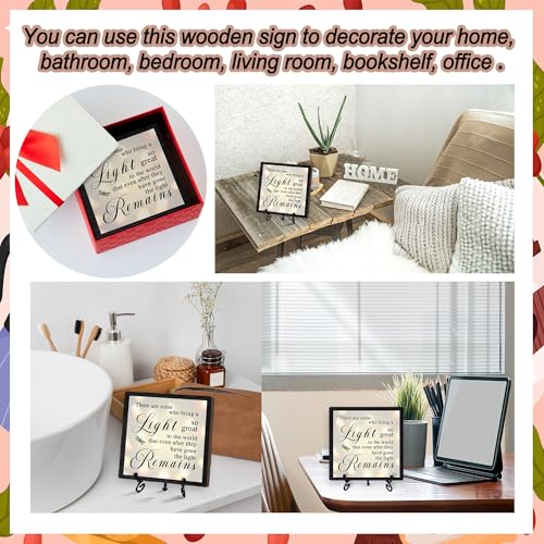 Sympathy Desk Decor Sign, Celebration Of Life Decorations, Desk Decor Signs For Home Bedroom, There Are Some Who Bring A Light Sign, Wooden Decoration With Stand -D04 - style: Brown WoodSign5