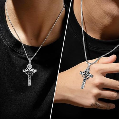 925 Sterling Silver Patron Saint Necklace Amulet Miraculous Medal Pendant Jewelry for Men Women with Friendship Talisman Travel Inspirational Gifts - color: black-F