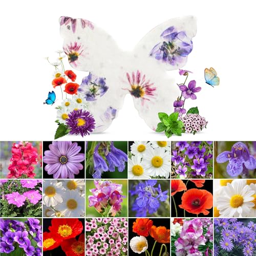 Plantable Seed Paper Sheets, 60-Pack, Mixed Wildflower Seeds, Favor for Bridal Shower, Wedding Gift, Birthday, Garden Gifts & DIY Crafts