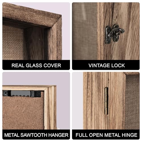 8×10 Shadow Box Frame, Linen Back, Glass Door, Hinge Display Case - color: Carbonized, size: 8×10