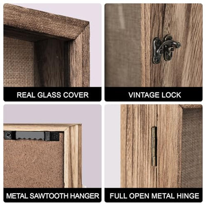 8×10 Shadow Box Frame, Linen Back, Glass Door, Hinge Display Case - color: Carbonized, size: 8×10