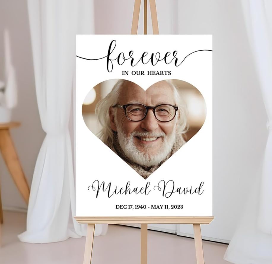 Personalized Memorial Welcome Sign, Funeral Welcome Sign with Photo, Heart Funeral Welcome Sign Template, Celebration of Life Memorial Poster, In Loving Memory Sign, In Loving Memory Photo Sign, Heart Funeral Sign