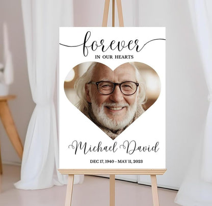 Personalized Memorial Welcome Sign, Funeral Welcome Sign with Photo, Heart Funeral Welcome Sign Template, Celebration of Life Memorial Poster, In Loving Memory Sign, In Loving Memory Photo Sign, Heart Funeral Sign
