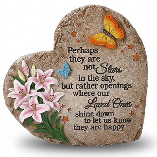 Memorial Garden Stone with Heartfelt Quote, 10 inch Garden Stepping Stones | Resin Memorial Plaques for Outdoors, Garden Stones in Memory of Loved One Gifts for Grave, Garden, Patio, Home