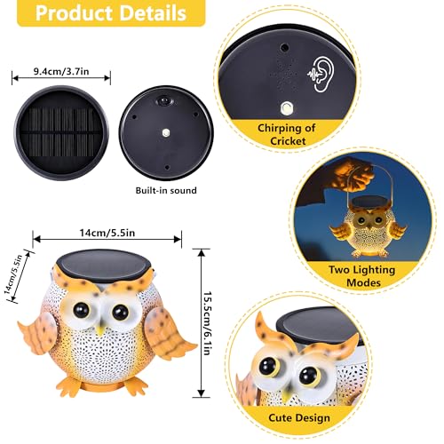 Solar Lantern Outdoor Lights, Cute Metal Solar Owl Lamp with Sound - size: Owl