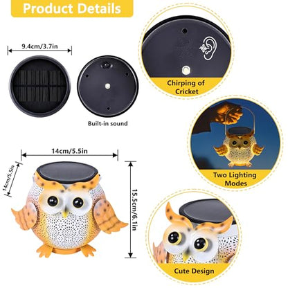 Solar Lantern Outdoor Lights, Cute Metal Solar Owl Lamp with Sound - size: Owl