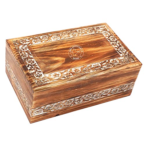 Handmade & Handcrafted Rosewood Borders Engraving Wooden Cremation Urns for Human Ashes Adult, Funeral Urn Box (X-tra Large : 11" x 7.25" x 4.5" - 260lbs or 118kg, Pinewood) - color: Pinewood, size: X-tra Large: 11" x 7.25" x 4.5" - 260 lbs